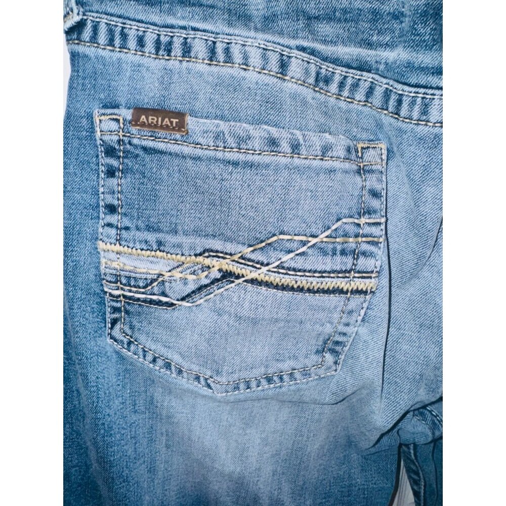 Ariat M4 Low Rise Straight Leg Fit Denim Distressed Jeans 35x36 Western Cowboy - Picture 8 of 11